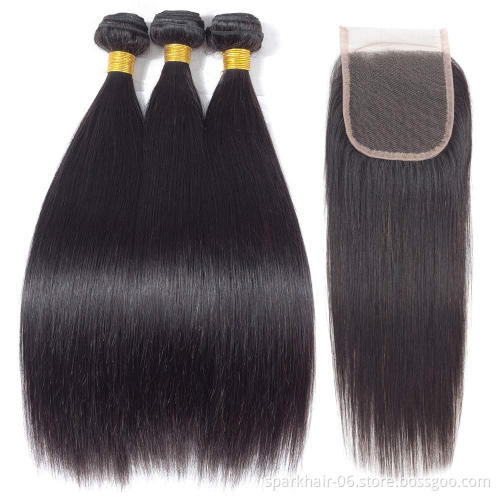 4 Bundles Human Hair With 4x4 Lace Closure,100% Vietnamese Human Hair Extensions For Black Women Straight Body  Deep Water Wave